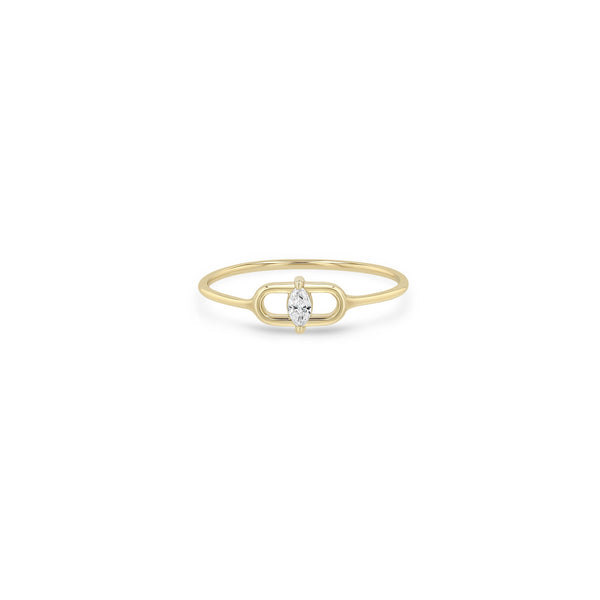 Zoe Chicco 14k Gold open link ring with a small diamond in the center on a white background