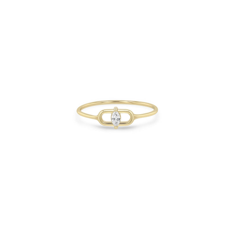 Zoe Chicco 14k Gold open link ring with a small diamond in the center on a white background