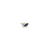 Single Zoë Chicco 14k Gold Marquise Blue Sapphire & Diamond Trio Stud Earring for right ear