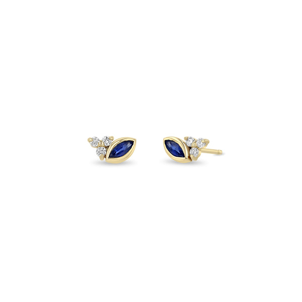Zoë Chicco 14k Gold Marquise Blue Sapphire & Diamond Trio Stud Earrings