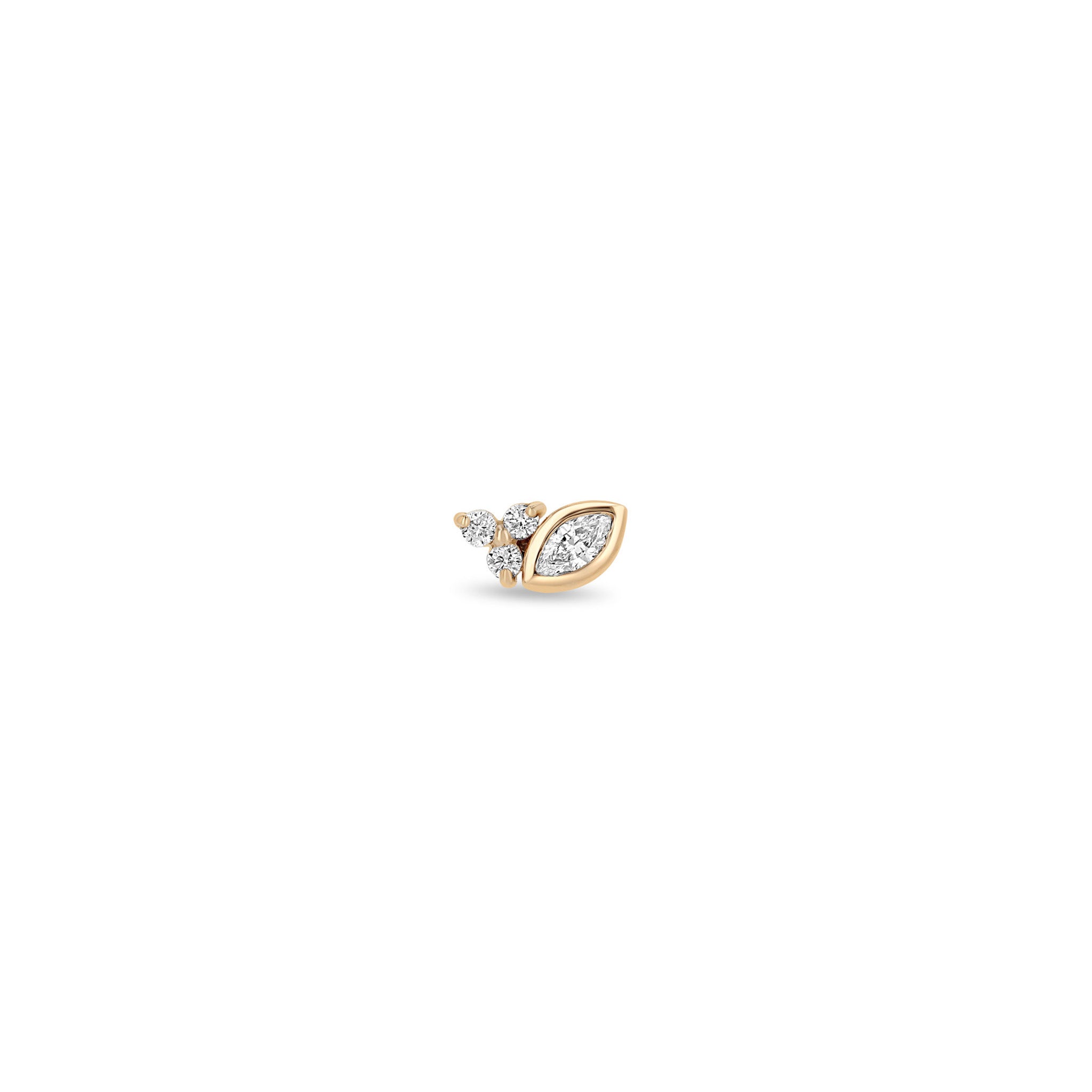 Single Zoë Chicco 14k Gold Marquise & Prong Diamond Trio Stud Earring