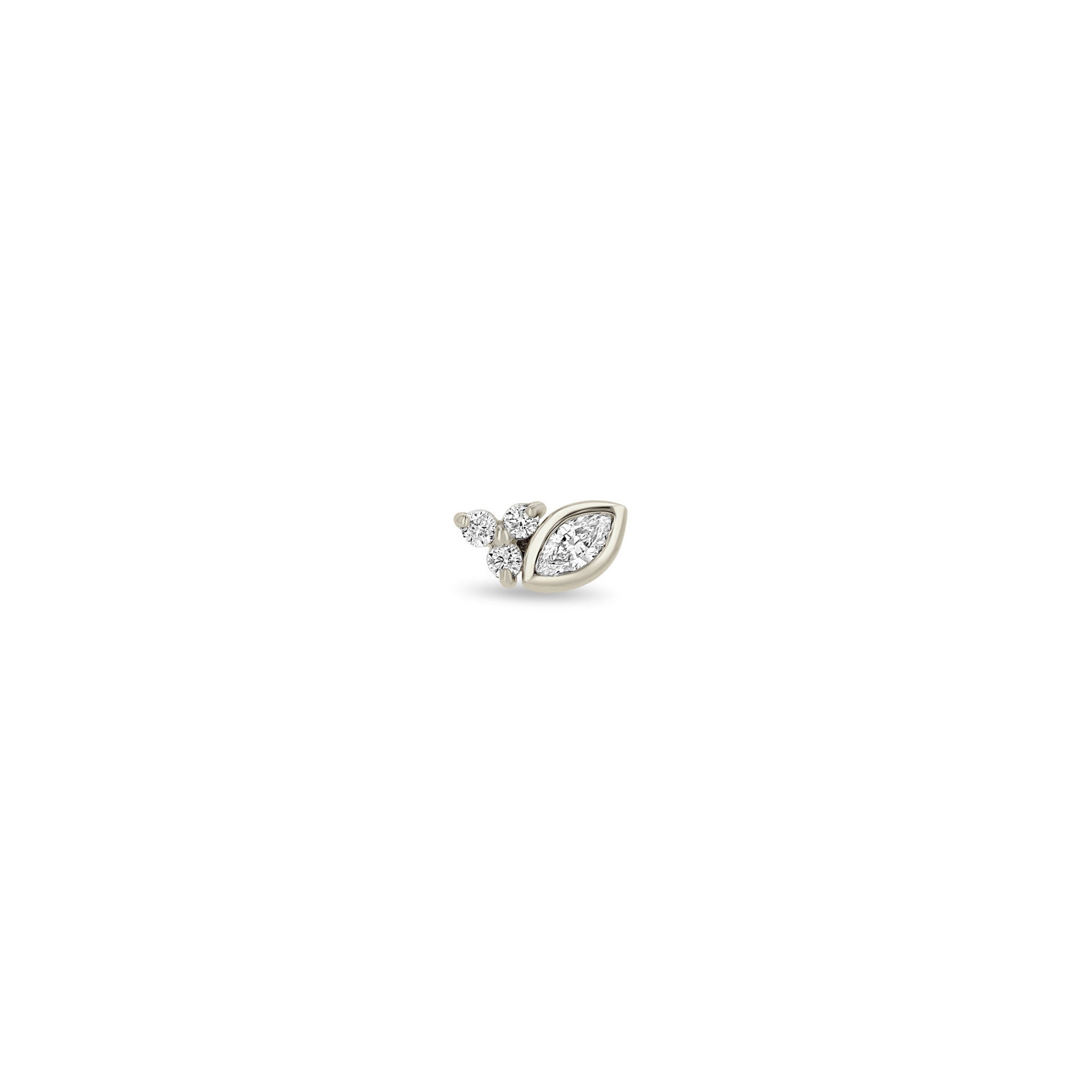 Single Zoë Chicco 14k Gold Marquise & Prong Diamond Trio Stud Earring