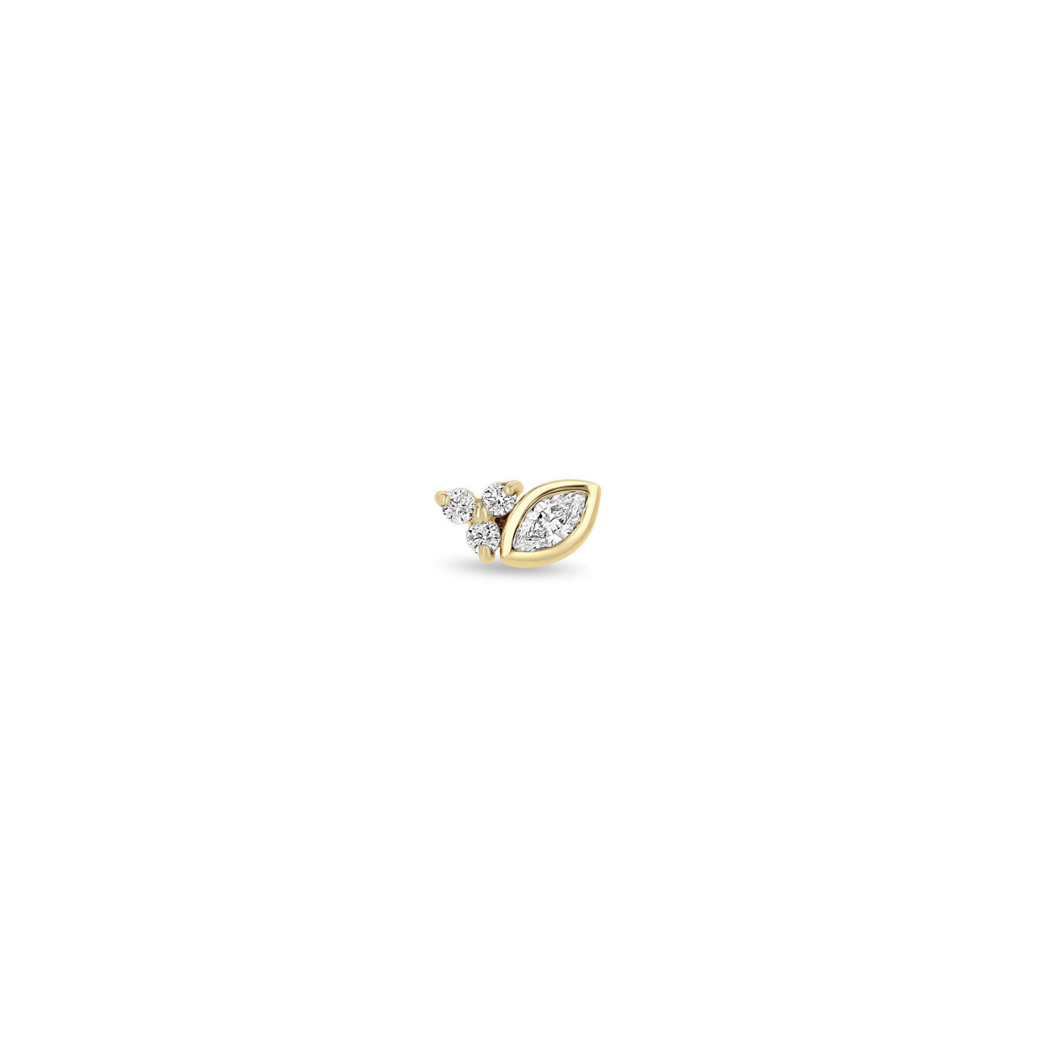 Single Zoë Chicco 14k Gold Marquise & Prong Diamond Trio Stud Earring
