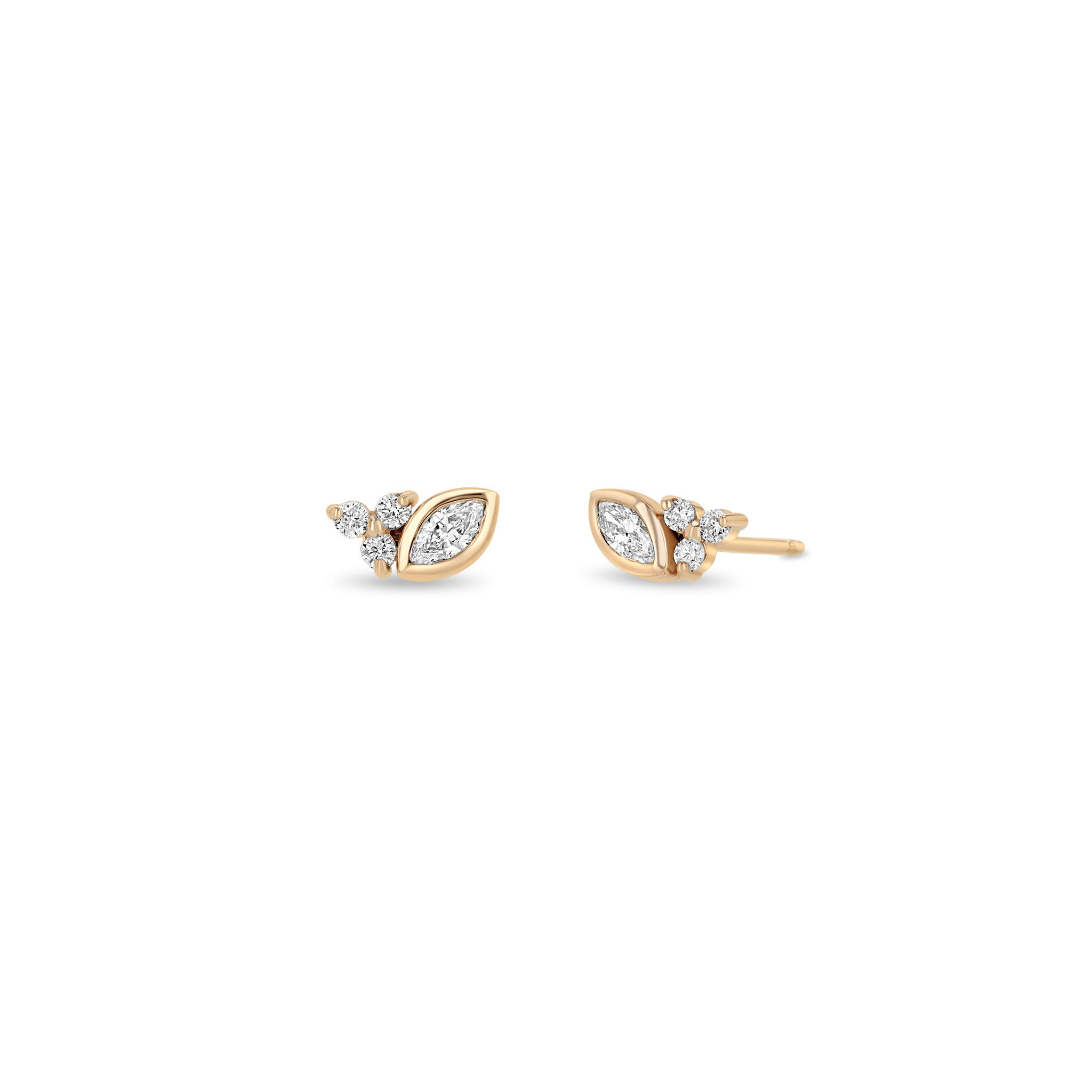 Zoë Chicco 14k Gold Marquise & Prong Diamond Trio Stud Earrings