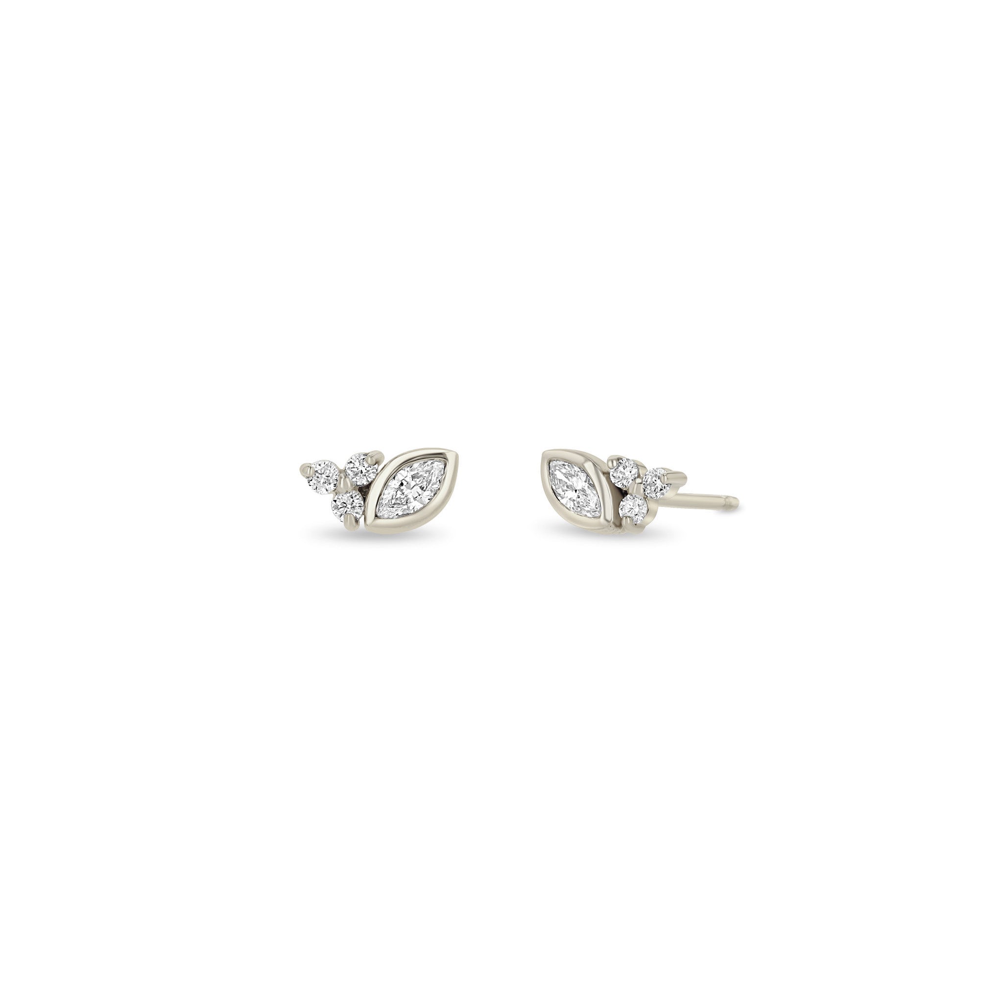 Zoë Chicco 14k Gold Marquise & Prong Diamond Trio Stud Earrings