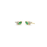Zoë Chicco 14k Gold Marquise Emerald & Diamond Trio Stud Earrings