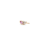 Single Zoë Chicco 14k Gold Marquise Pink Sapphire & Diamond Trio Stud Earring for the left ear