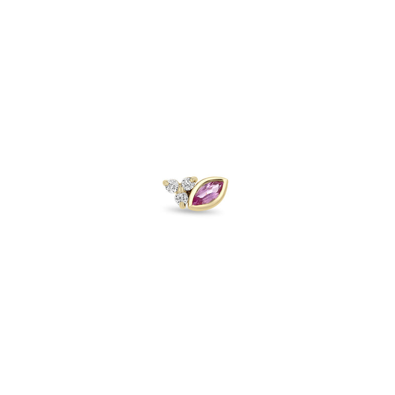 Single Zoë Chicco 14k Gold Marquise Pink Sapphire & Diamond Trio Stud Earring for the right ear