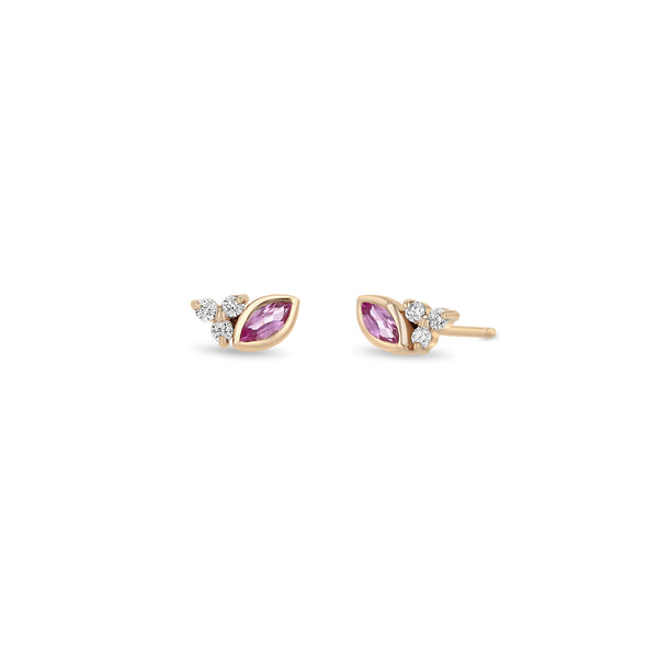 Zoë Chicco 14k Gold Marquise Pink Sapphire & Diamond Trio Stud Earrings