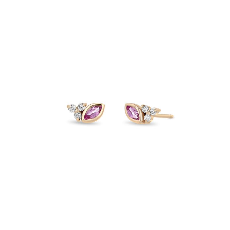 Zoë Chicco 14k Gold Marquise Pink Sapphire & Diamond Trio Stud Earrings