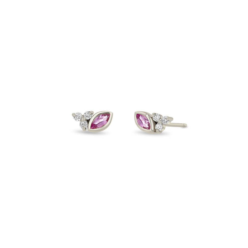 Zoë Chicco 14k Gold Marquise Pink Sapphire & Diamond Trio Stud Earrings