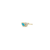 Single Zoë Chicco 14k Gold Marquise Turquoise & Diamond Trio Stud Earring for the left ear