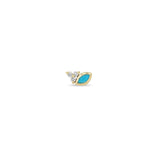 Single Zoë Chicco 14k Gold Marquise Turquoise & Diamond Trio Stud Earring for the right ear