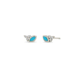 Zoë Chicco 14k Gold Marquise Turquoise & Diamond Trio Stud Earrings