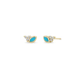 Zoë Chicco 14k Gold Marquise Turquoise & Diamond Trio Stud Earrings