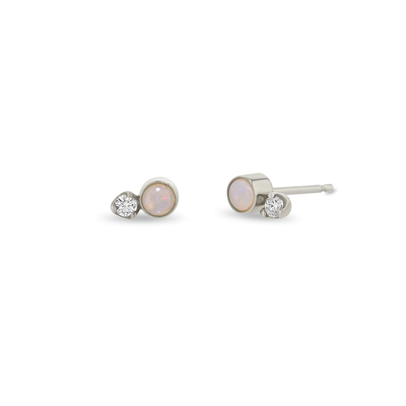 Zoë Chicco 14k Gold Mixed Opal Bezel & Diamond Stud Earrings