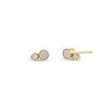 Zoë Chicco 14k Gold Mixed Opal Bezel & Diamond Stud Earrings