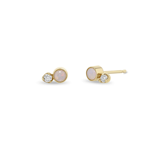 Zoë Chicco 14k Gold Mixed Opal Bezel & Diamond Stud Earrings