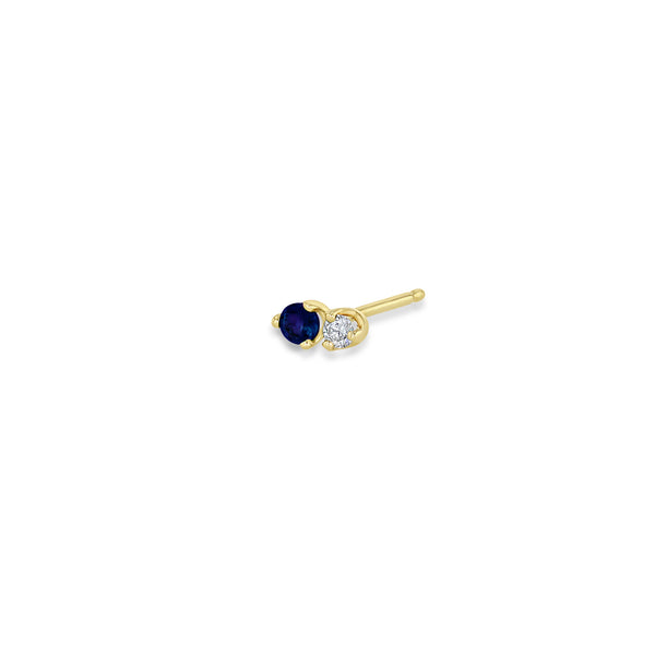 Single Zoë Chicco 14k Gold Mixed Prong Blue Sapphire & Diamond Stud Earring