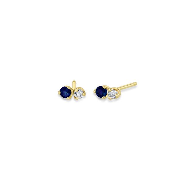 Zoë Chicco 14k Gold Mixed Prong Blue Sapphire & Diamond Stud Earrings