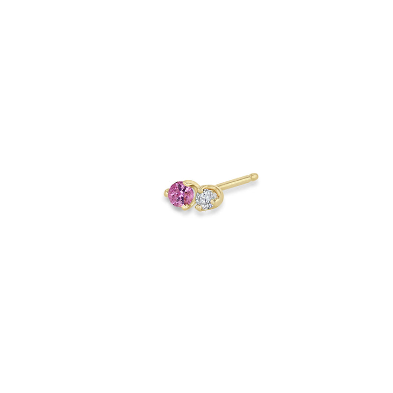 Single Zoë Chicco 14k Gold Mixed Prong Pink Sapphire & Diamond Stud Earring