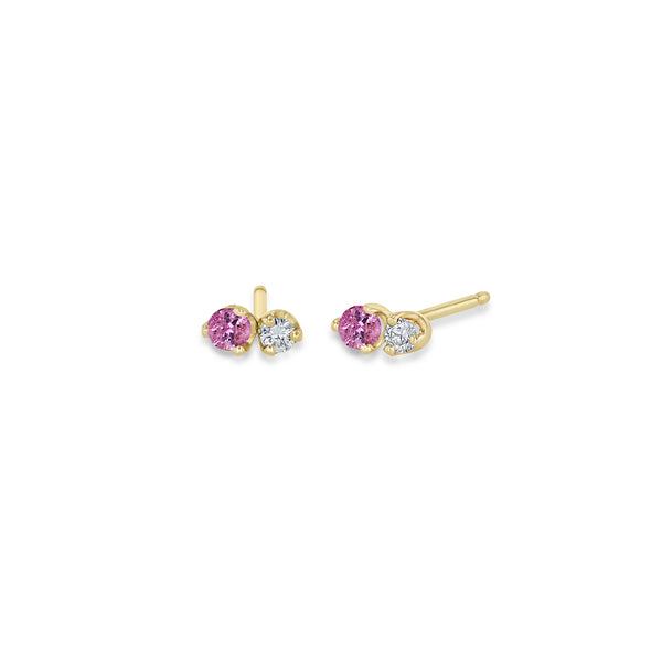 Zoë Chicco 14k Gold Mixed Prong Pink Sapphire & Diamond Stud Earrings