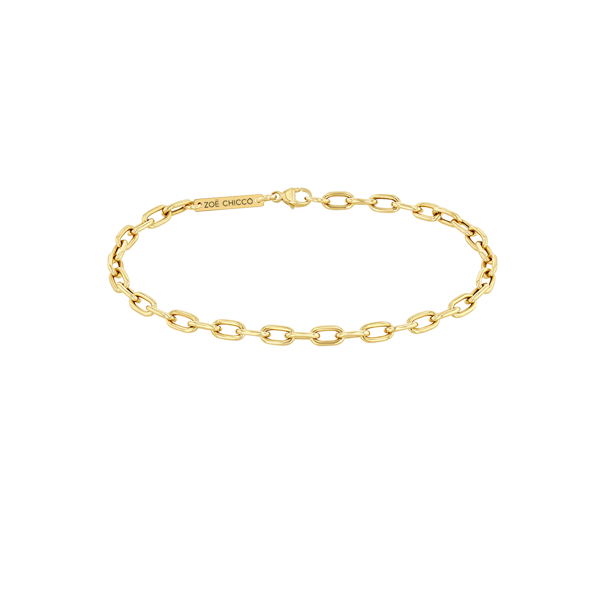 Zoe Chicco 14k gold square oval chain bracelet on a transparent background