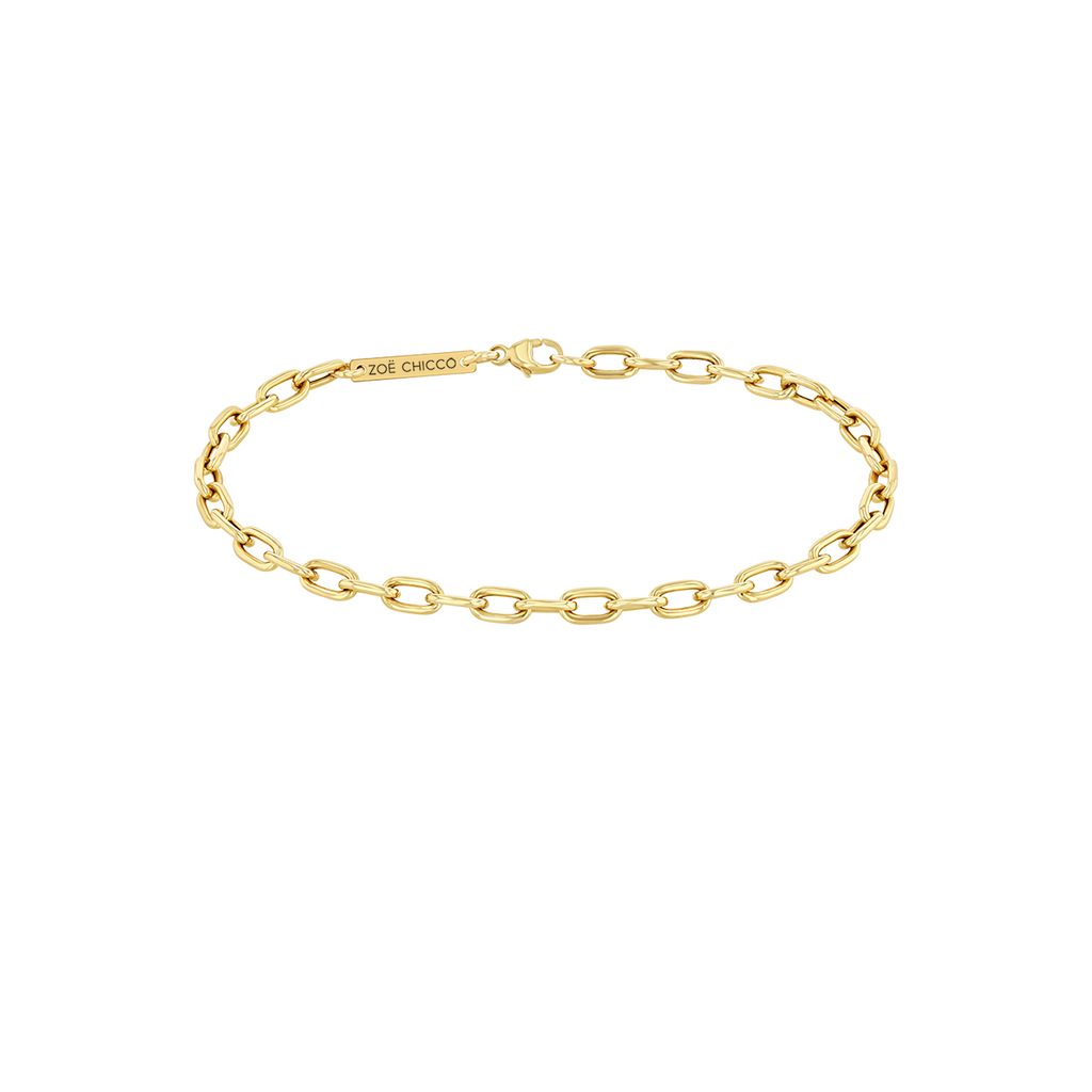 Zoe Chicco 14k gold square oval chain bracelet on a transparent background