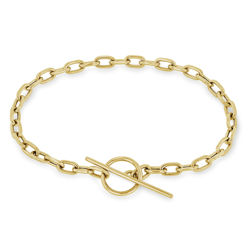 Zoë Chicco 14k Gold Medium Square Oval Link Chain Toggle Bracelet