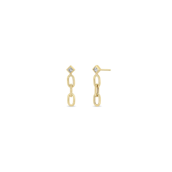 Zoë Chicco 14k Gold Princess Diamond Medium Square Oval Chain Drop Earrings