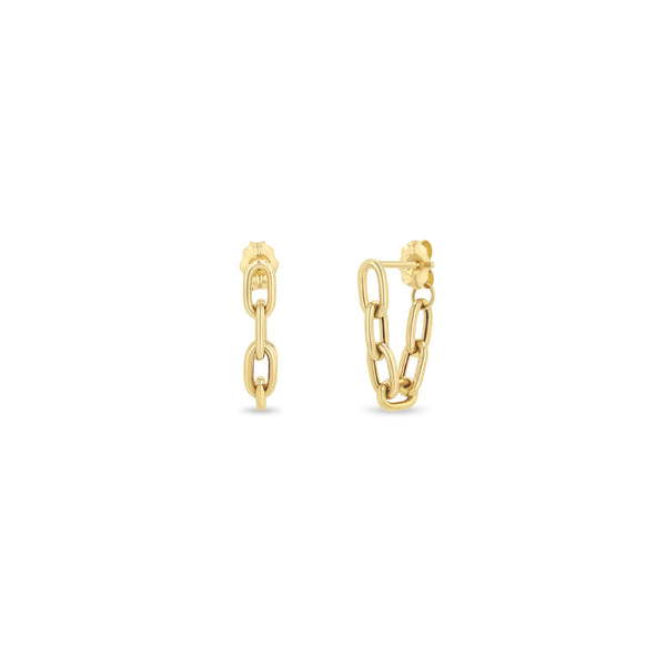 Zoë Chicco 14k Gold Medium Square Oval Link Chain Huggie Earrings