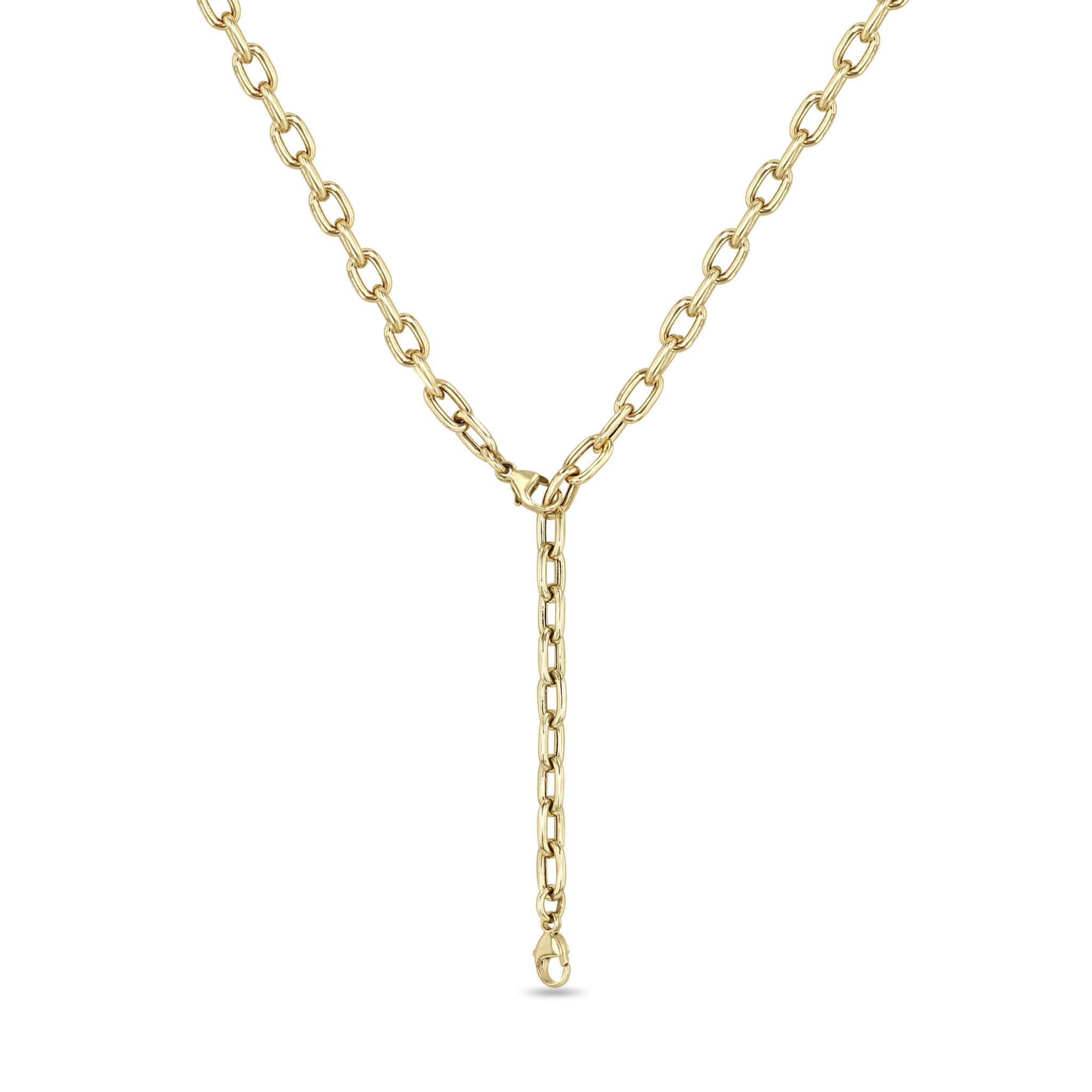 Zoë Chicco 14k Gold Medium Square Oval Link Chain Necklace with 2 Lobster Clasps