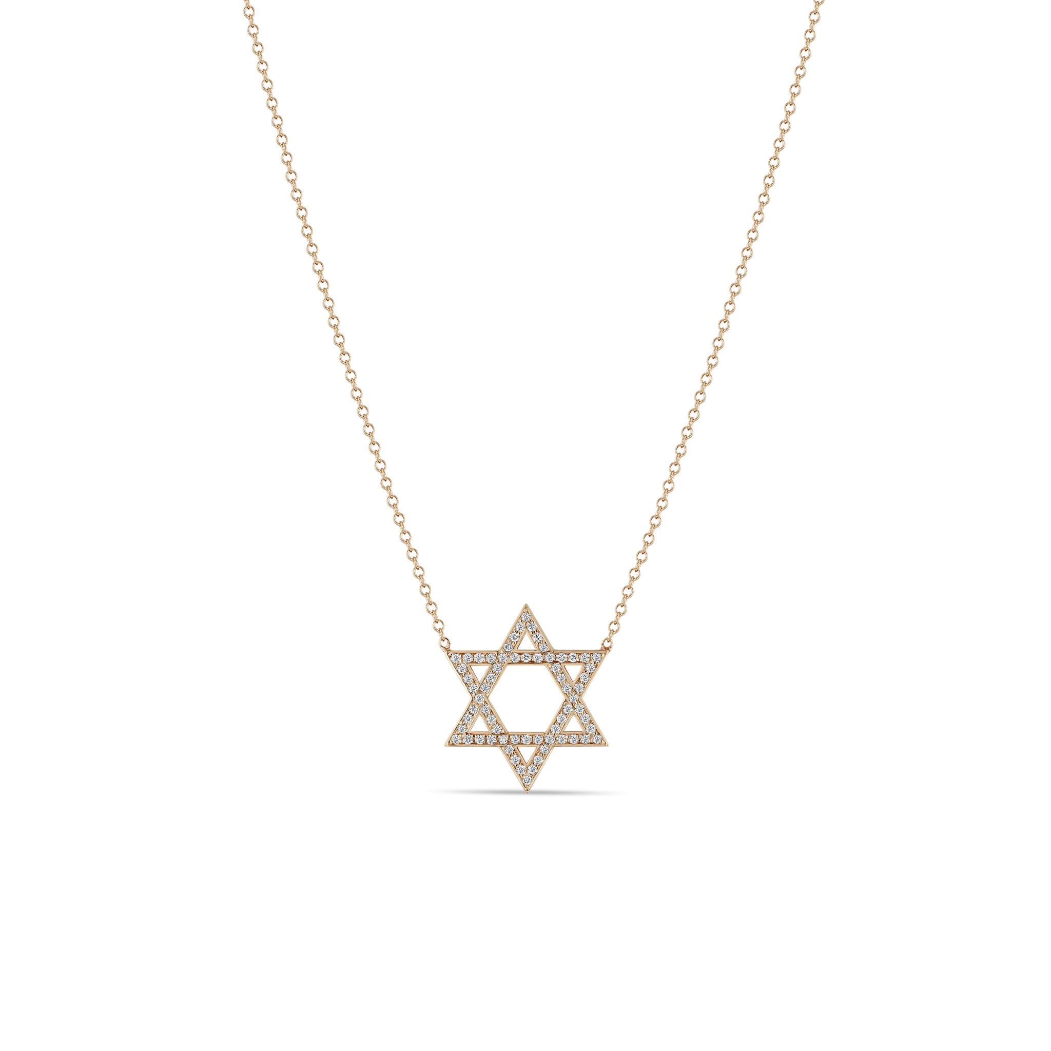 Zoë Chicco 14k Gold Medium Pavé Diamond Star of David Necklace