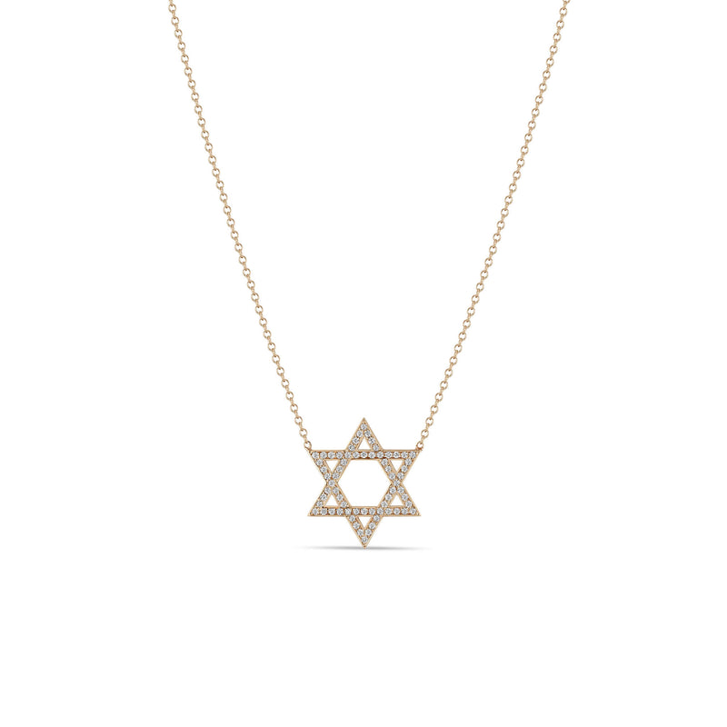 Zoë Chicco 14k Gold Medium Pavé Diamond Star of David Necklace