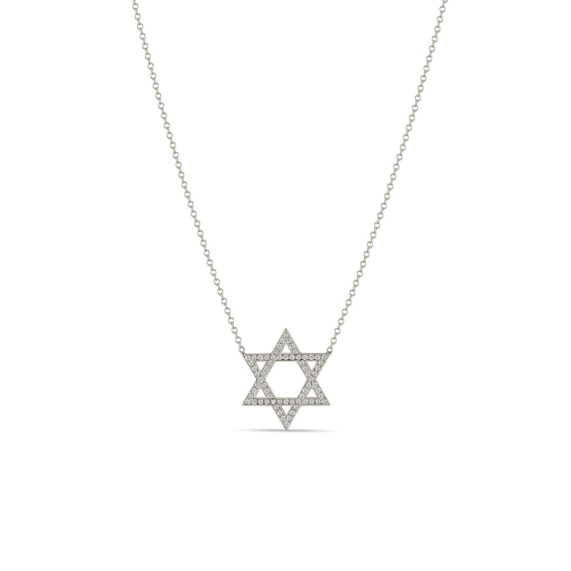 Zoë Chicco 14k Gold Medium Pavé Diamond Star of David Necklace