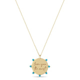 Zoë Chicco 14k Gold Medium "love you the most" Disc with Prong Turquoise Necklace