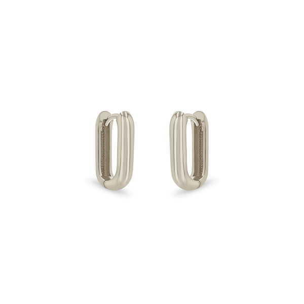Zoë Chicco 14k White Gold Thick Medium Oval Hinge Hoop Earrings