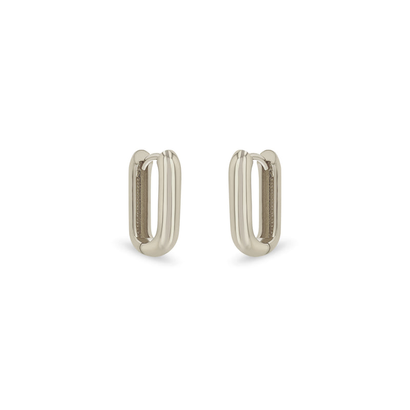 Zoë Chicco 14k White Gold Thick Medium Oval Hinge Hoop Earrings