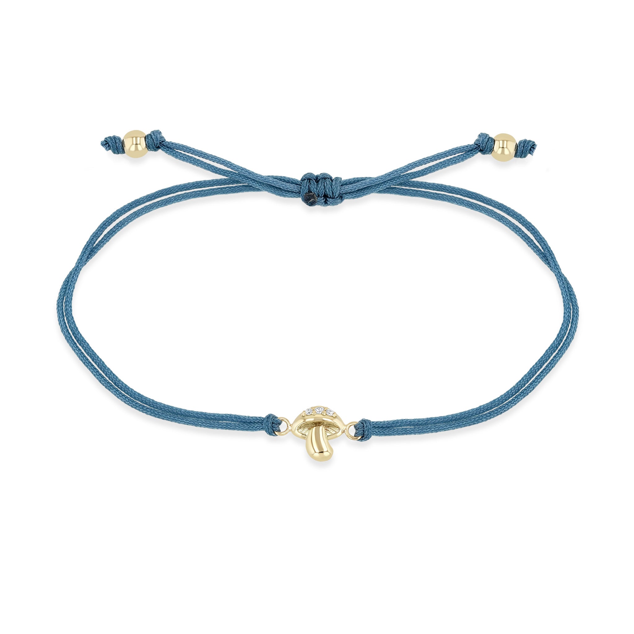 Zoë Chicco 14k Gold Diamond Mushroom Thick Cord Bracelet in Ocean Blue