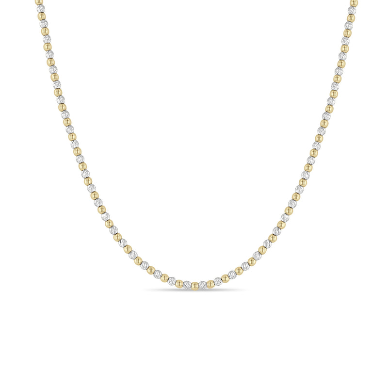 Zoë Chicco 14k Alternating Yellow Gold & Etched White Gold Bead Necklace - SALE