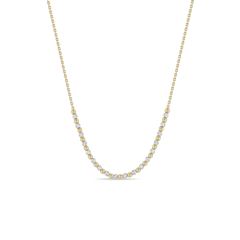 Zoë Chicco 14k Alternating Yellow Gold & Etched White Gold Bead Station Necklace - SALE