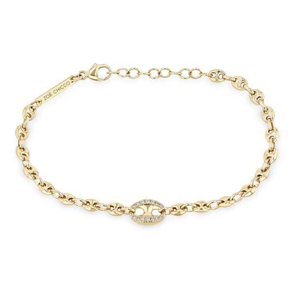 Zoë Chicco 14k Gold Single Large Diamond Link Small Mariner Chain Bracelet