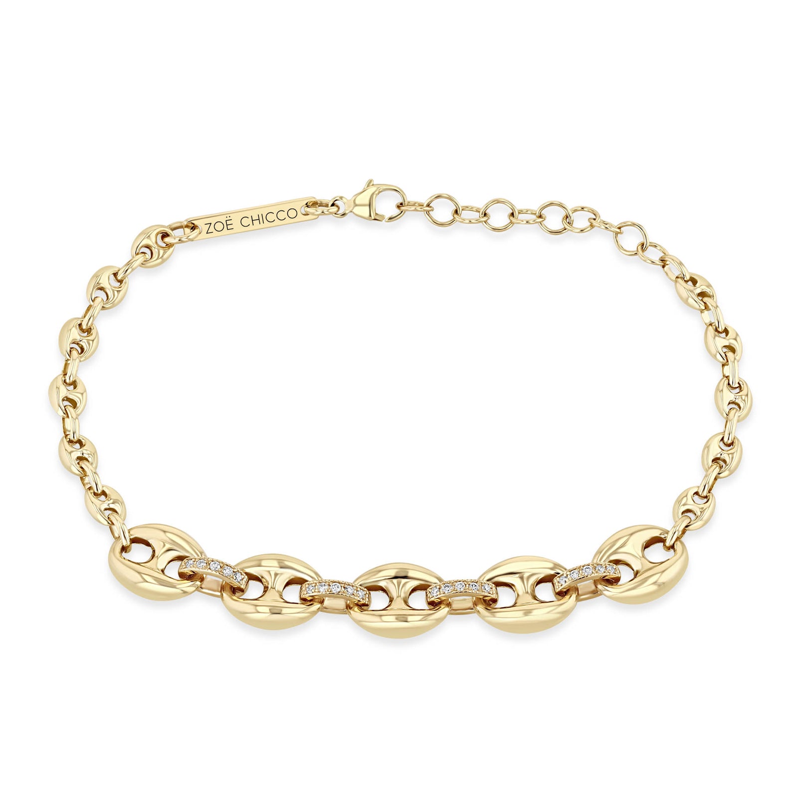 Zoë Chicco 14k Gold Mixed Small & Large Mariner Chain with Diamond