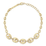 top down view of a Zoë Chicco 14k Gold Mixed Small & Large Mariner Chain with Diamond Links Bracelet