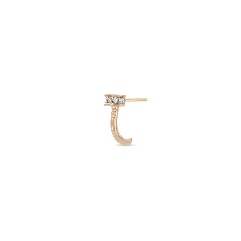 Single Zoë Chicco 14k Gold Pavé Diamond Nail Half Hoop Earring