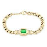 One of a Kind Zoë Chicco 14k Gold Radiant Emerald Bezel Curb Chain Bracelet