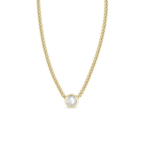 Zoë Chicco 14k Gold .84 ctw Rose Cut Round Diamond on Small Curb Chain Necklace