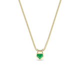Zoë Chicco 14k Gold One of a Kind Shield Emerald Bezel Snake Chain Necklace