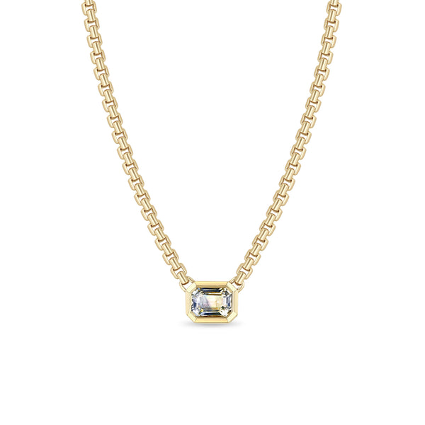 Zoë Chicco 14k Gold One of a Kind Emerald Cut Ombre Sapphire Box Chain Necklace