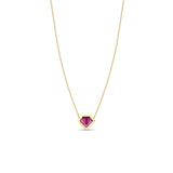Zoë Chicco 14k Gold One of a Kind 1.38 ctw Shield Pink Sapphire Bezel Necklace